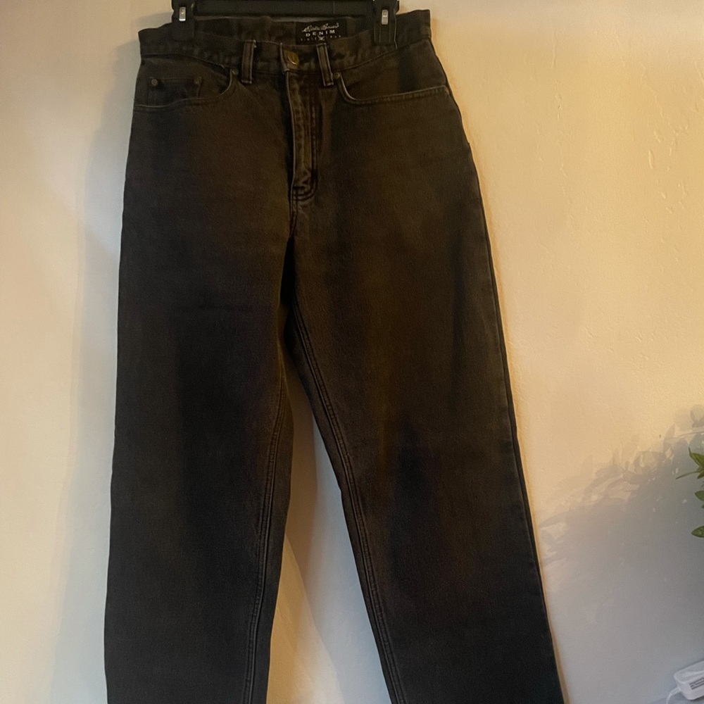 Vintage Eddie Bauer black plaid flannel lined relaxed fit jeans